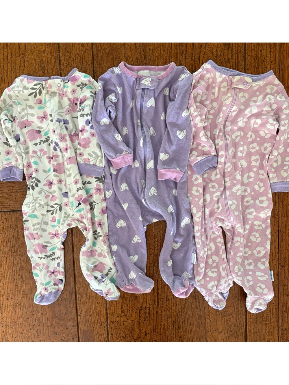 ONESIES® Brand Baby Girl Sleep 'N Play Footies PJ, Purple, Set of 3, 3-6 months